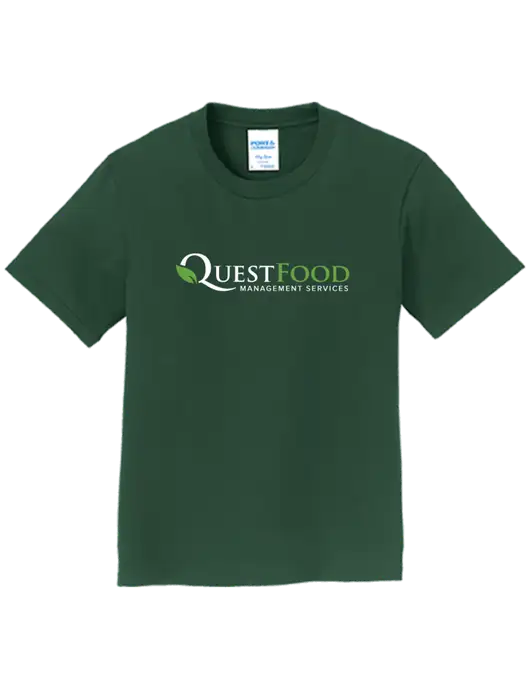 Youth Ring Spun Forest Green 4.5 oz T-Shirt w/Quest Food Logo