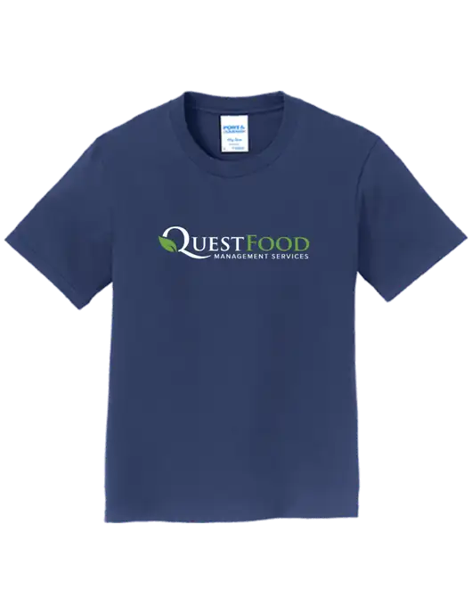 Youth Ring Spun Navy 4.5 oz T-Shirt w/Quest Food Logo