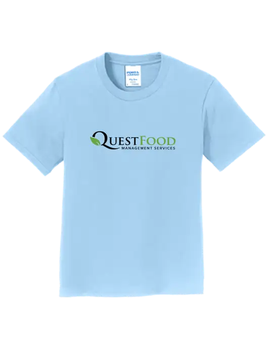 Youth Ring Spun Light Blue 4.5 oz T-Shirt w/Quest Food Logo