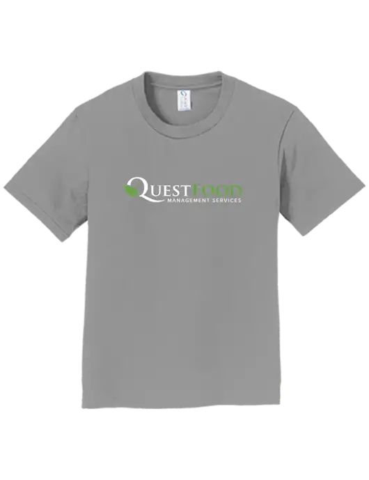 Youth Ring Spun Medium Grey 4.5 oz T-Shirt w/Quest Food Logo