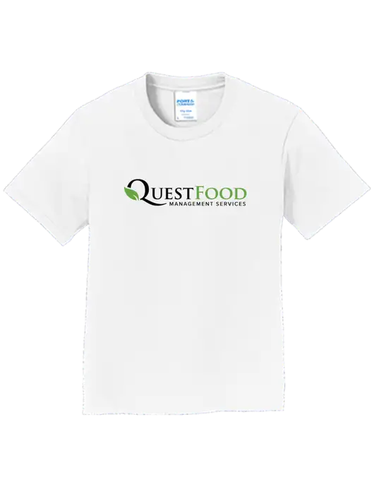 Youth Ring Spun White 4.5 oz T-Shirt w/Quest Food Logo