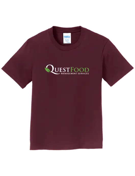 Youth Ring Spun Maroon 4.5 oz T-Shirt w/Quest Food Logo