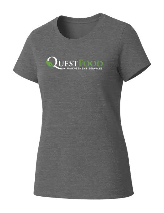 Womens Seriously Soft Grey Frost T-Shirt w/Quest Food Logo