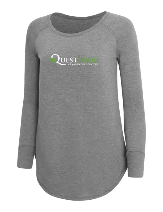 Womens Perfect Wide Collar Tunic Tri-Blend Grey Frost 4.5 oz T-Shirt w/Quest Food Logo