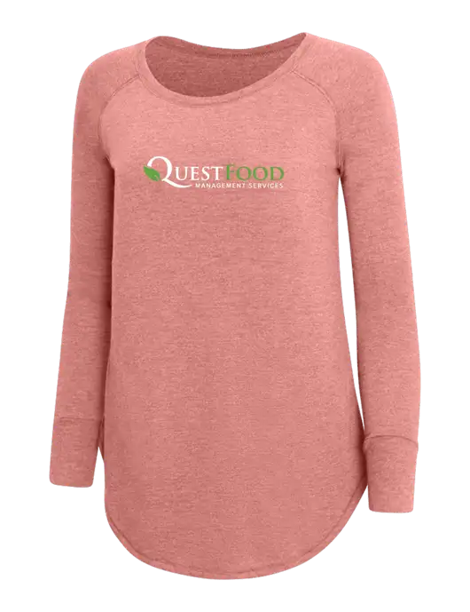 Womens Perfect Wide Collar Tunic Tri-Blend Blush Frost 4.5 oz T-Shirt w/Quest Food Logo
