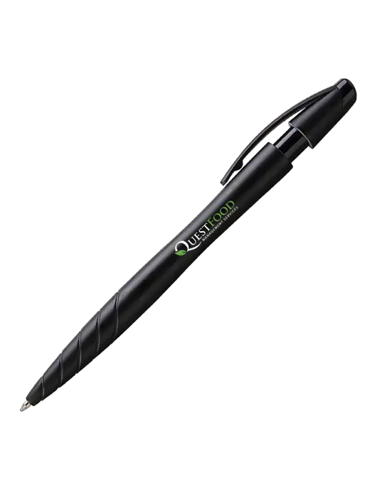 Awali Black Metallic Pen - Black Ink w/Quest Food Logo
