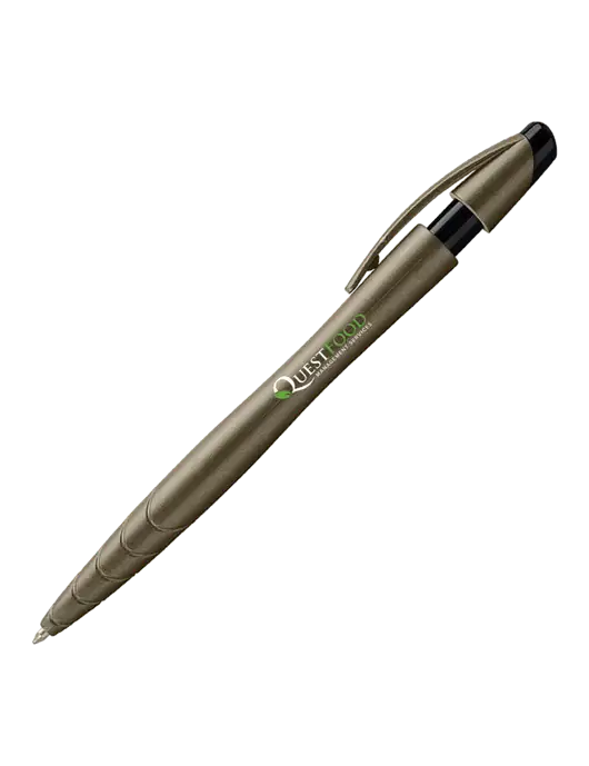 Awali Grey Metallic Pen - Black Ink w/Quest Food Logo