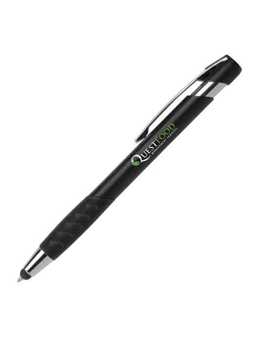 Alize Black Stylus Black Ink Pen w/Quest Food Logo