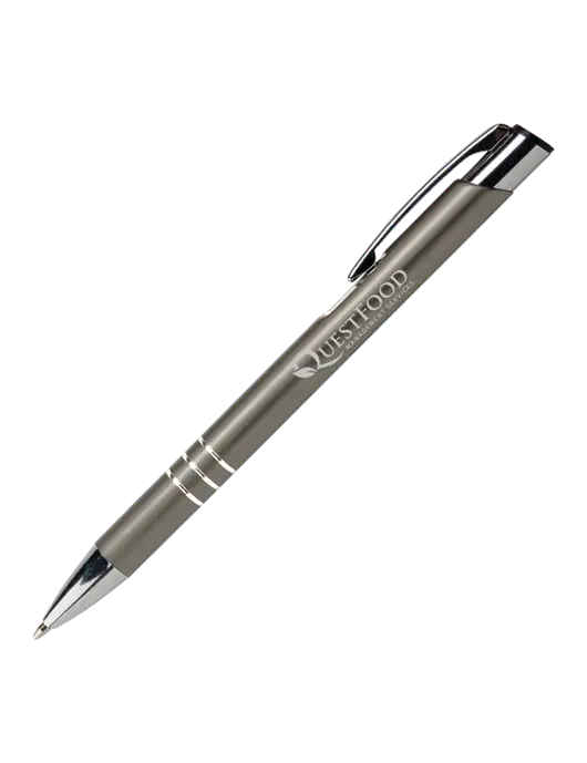 Laurent Gunmetal Pen - Black Ink w/Quest Food Logo