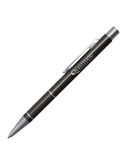 St George Gunmetal Pen - Blue Ink w/Quest Food Logo