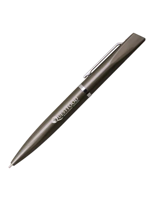 Santos Gunmetal Pen - Black Ink w/Quest Food Logo