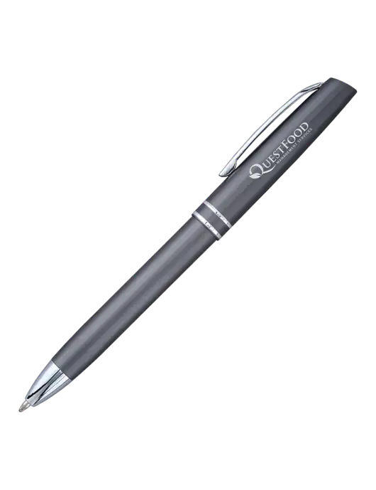 Gunmetal Anguilla Black Ink Pen w/Quest Food Logo