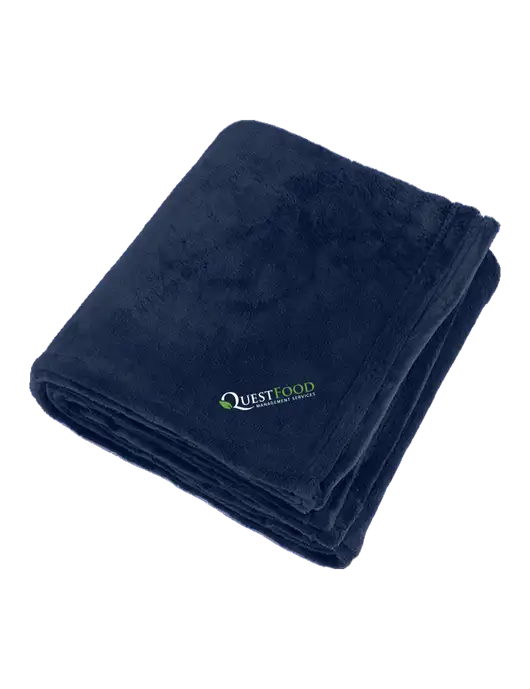 Oversized Deep Navy Ultra Plush Blanket w/Quest Food Logo