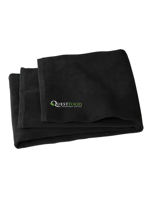Black Beach Towel w/Quest Food Logo
