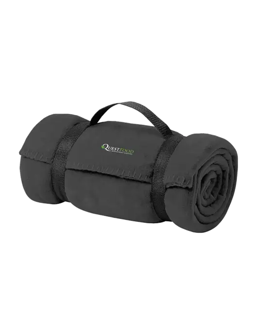 Casual Midnight Heather Fleece Blanket With Strap w/Quest Food Logo