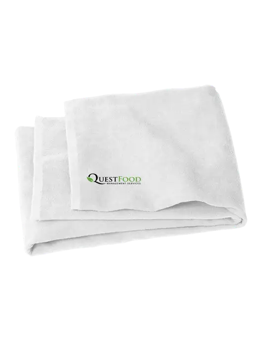 White Beach Towel w/Quest Food Logo