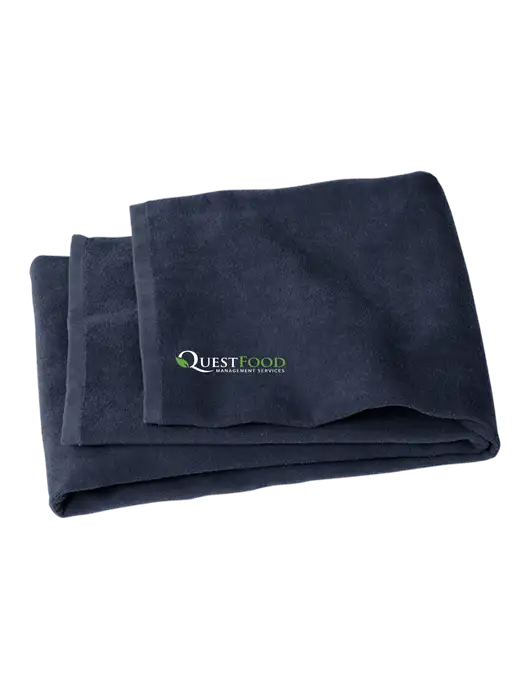 Navy Beach Towel w/Quest Food Logo