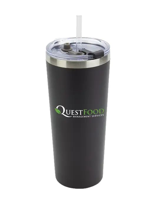 Brighton Black 20 oz Insulated Tumbler & Straw w/Quest Food Logo