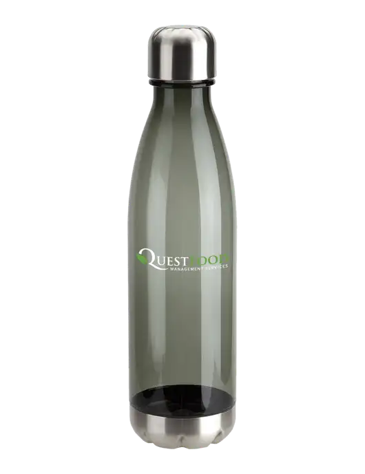 Bayside Tritan Smoke 25 oz Bottle with Stainless Base and Cap w/Quest Food Logo