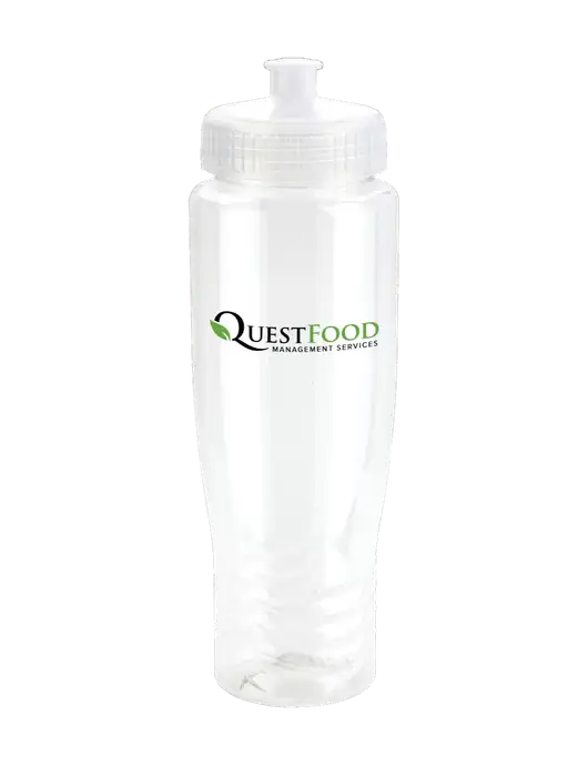 Roam Clear 28 oz Eco-Polyclear Bottle with Push Pull Lid w/Quest Food Logo