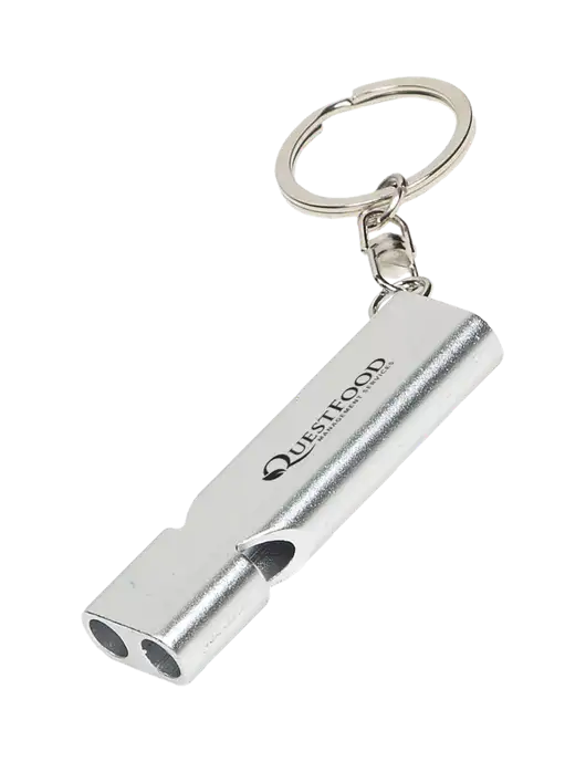 Quick Alert Silver Safety Whistle w/Quest Food Logo