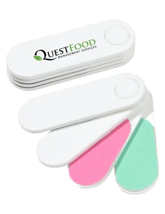 White Folding Nail Files & Buffer w/Quest Food Logo
