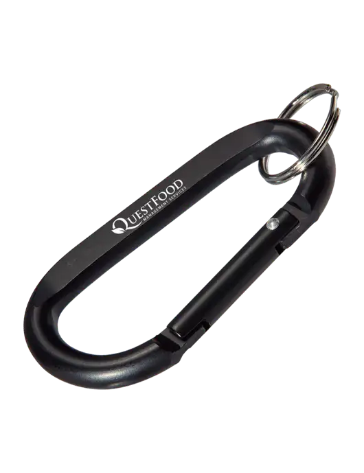Black Carabiner & Key Ring w/Quest Food Logo