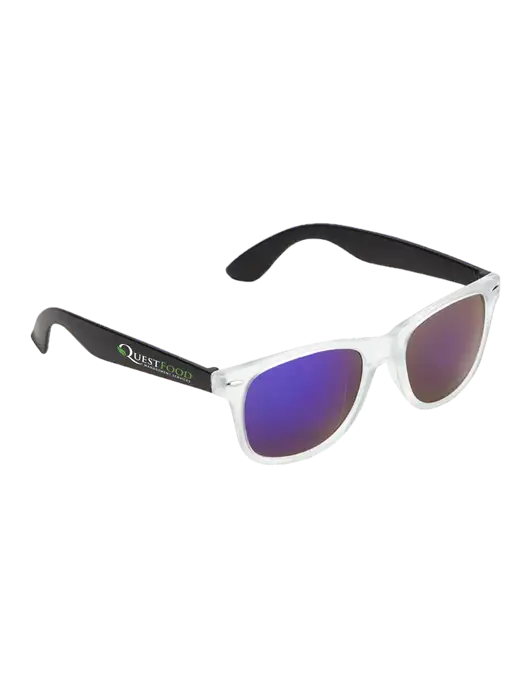 Key West Black Mirrored Sunglasses w/Quest Food Logo