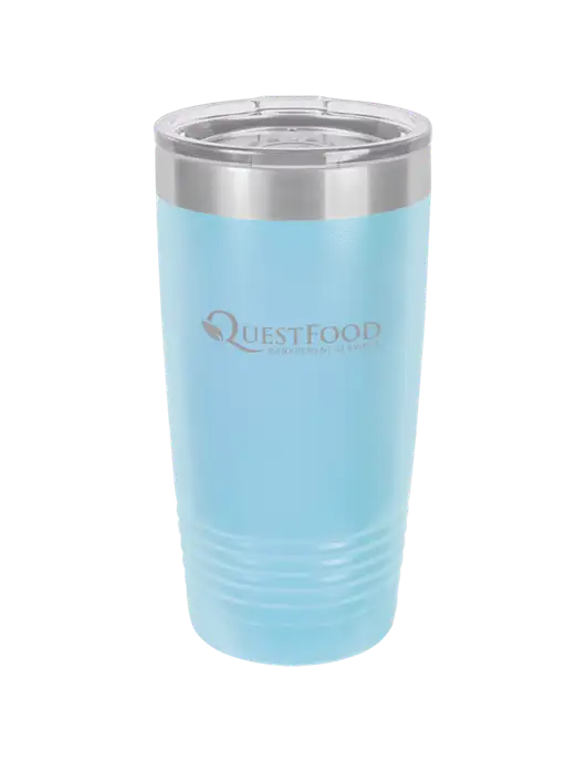 Polar Camel 20 oz Powder Coated Light Blue Vacuum Insulated Tumbler w/Quest Food Logo