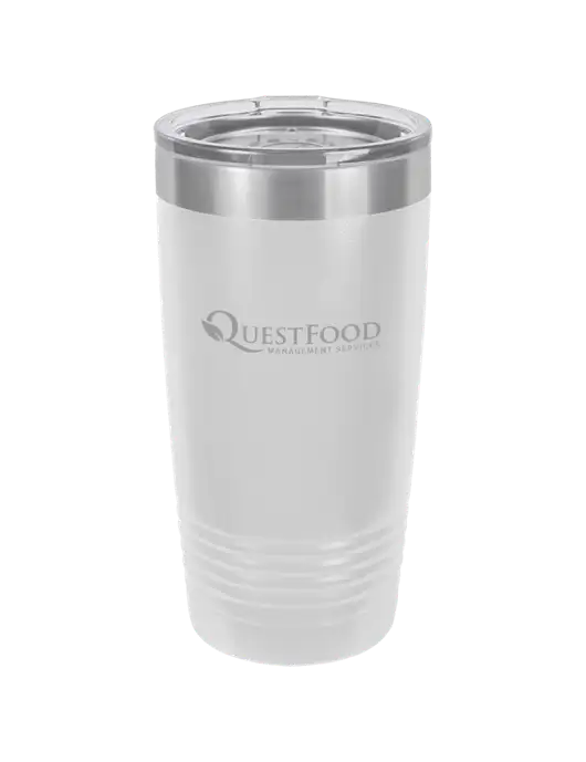 Polar Camel 20 oz Powder Coated White Vacuum Insulated Tumbler  w/Quest Food Logo
