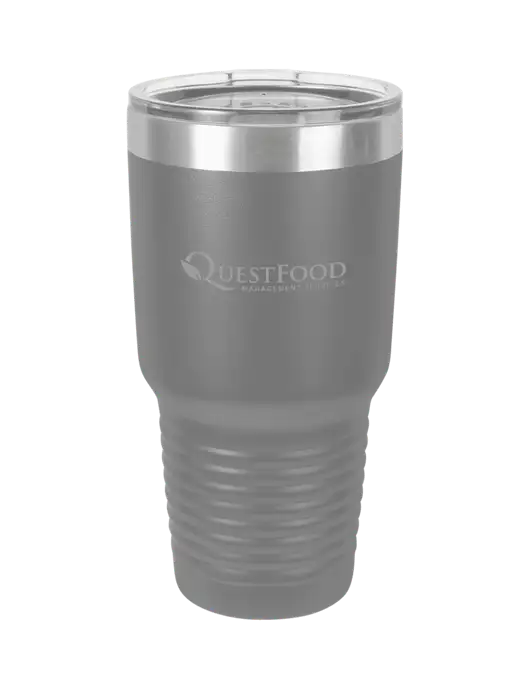 Polar Camel 30 oz Powder Coated Grey Vacuum Insulated Tumbler w/Quest Food Logo