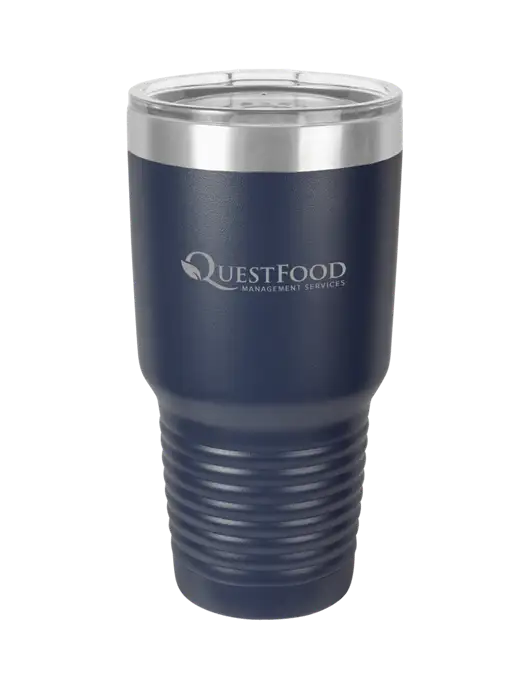 Polar Camel 30 oz Powder Coated Navy Vacuum Insulated Tumbler w/Quest Food Logo