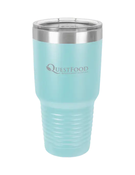 Polar Camel 30 oz Powder Coated Light Blue Vacuum Insulated Tumbler w/Quest Food Logo
