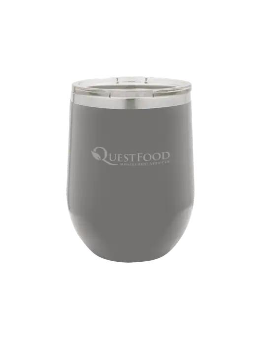 Polar Camel 12 oz Powder Coated Grey Vacuum Insulated Stemless Wine Tumbler w/Quest Food Logo