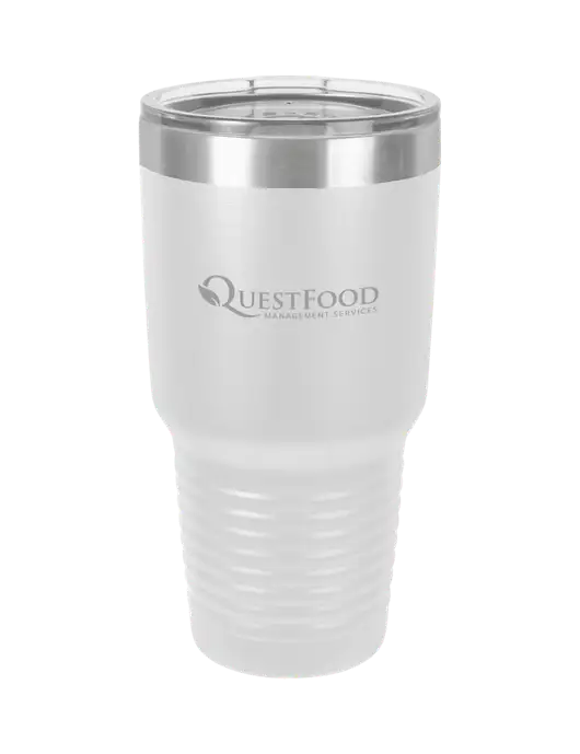 Polar Camel 30 oz Powder Coated White Vacuum Insulated Tumbler  w/Quest Food Logo