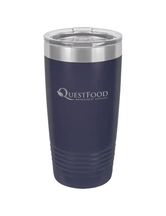 Polar Camel 20 oz Powder Coated Navy Vacuum Insulated Tumbler w/Quest Food Logo