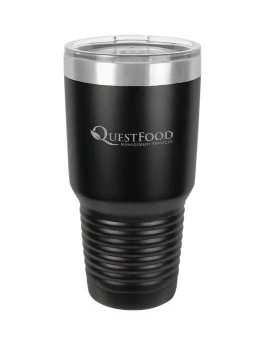 Polar Camel 30 oz Powder Coated Black Vacuum Insulated Tumbler w/Quest Food Logo