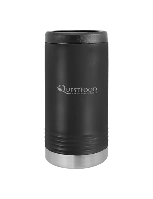 Polar Camel Powder Coated Black Vacuum Insulated Slim Beverage Holder w/Quest Food Logo