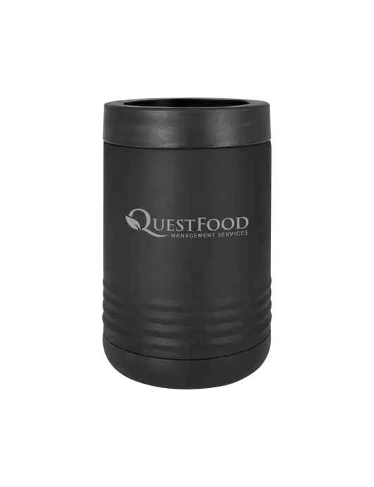 Polar Camel 12 oz Powder Coated Black Vacuum Insulated Beverage Holder w/Quest Food Logo