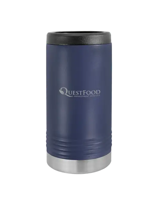 Polar Camel Powder Coated Navy Vacuum Insulated Slim Beverage Holder w/Quest Food Logo