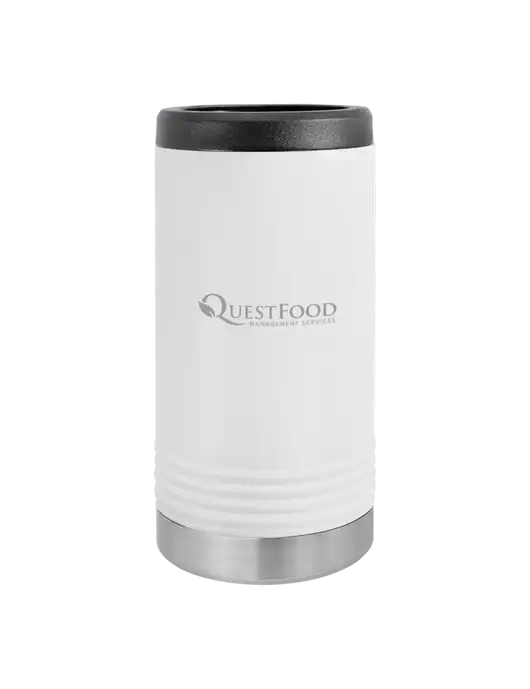 Polar Camel Powder Coated White Vacuum Insulated Slim Beverage Holder w/Quest Food Logo