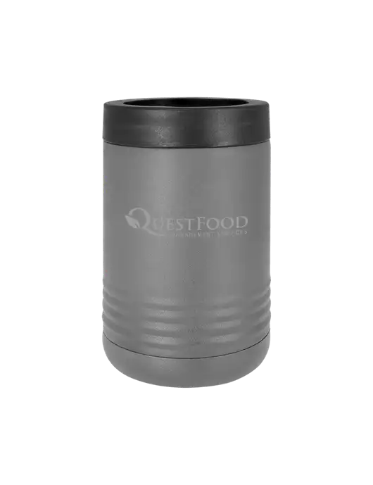 Polar Camel 12 oz Powder Coated Grey Vacuum Insulated Beverage Holder w/Quest Food Logo