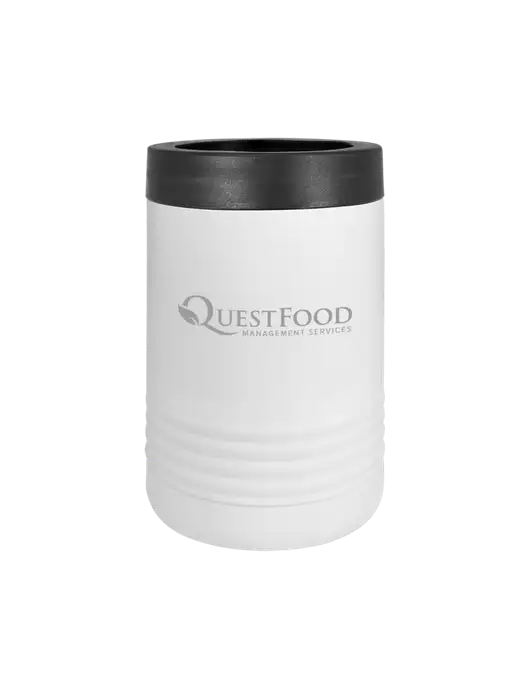 Polar Camel 12 oz Powder Coated White Vacuum Insulated Beverage Holder w/Quest Food Logo