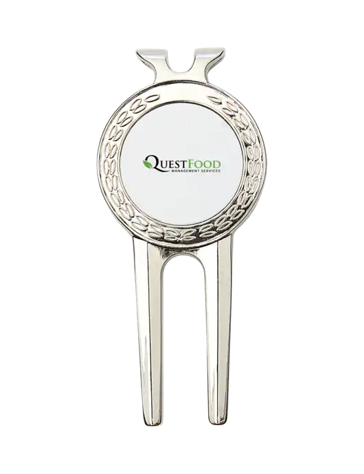 Silver Divot Tool, 1.5 x 3 w/Quest Food Logo