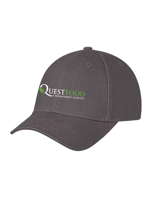 Medium Dark Grey Structured Soft Snap Closure Hook & Loop Cap w/Quest Food Logo