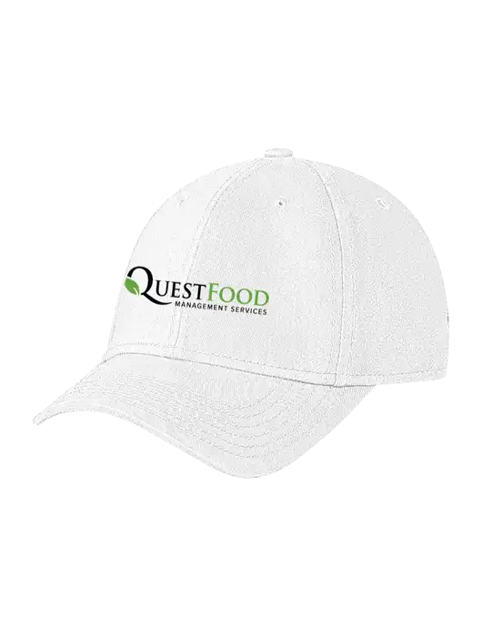 White Structured Soft Snap Closure Hook & Loop Cap w/Quest Food Logo