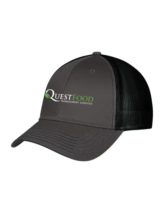 Charcoal & Black Mesh Trucker Cap Snap Back w/Quest Food Logo