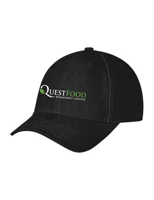 Black Structured Soft Snap Closure Hook & Loop Cap w/Quest Food Logo