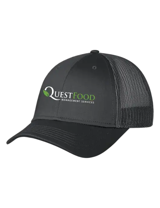 Charcoal Mesh Trucker Cap Snap Back w/Quest Food Logo