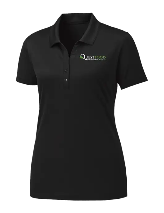 Womens Black PosiCharge Competitor Polo w/Quest Food Logo